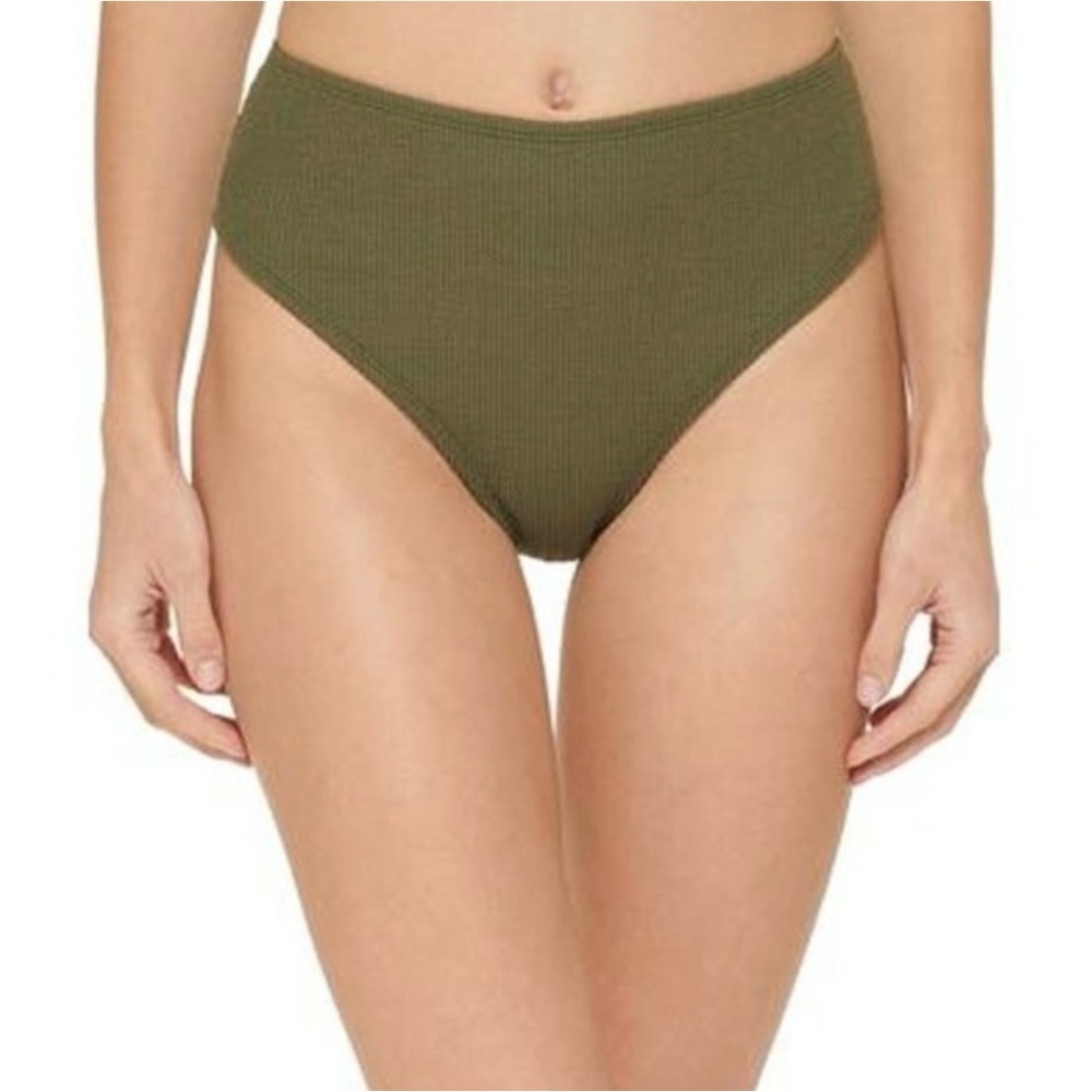 DKNY Olive High-Waisted Textured Bikini Bottom